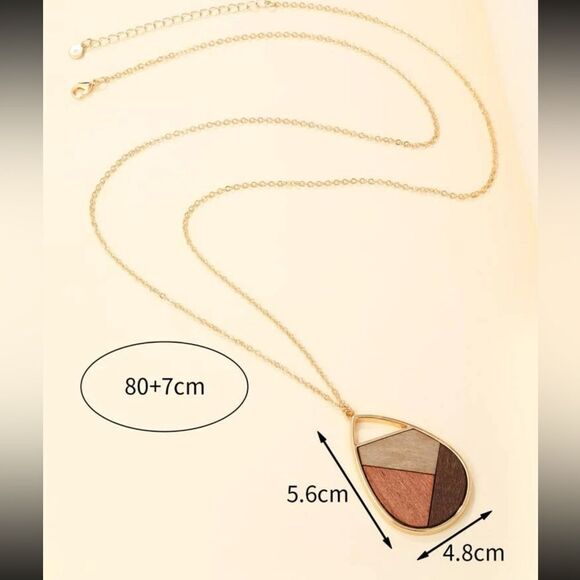 Teardrop Shaped Pendant Necklace fall vibes autumn colors harvest theme - Picture 3 of 10